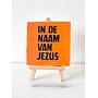 Tegel "In de naam van Jezus" – handgemaakt 10x10 cm