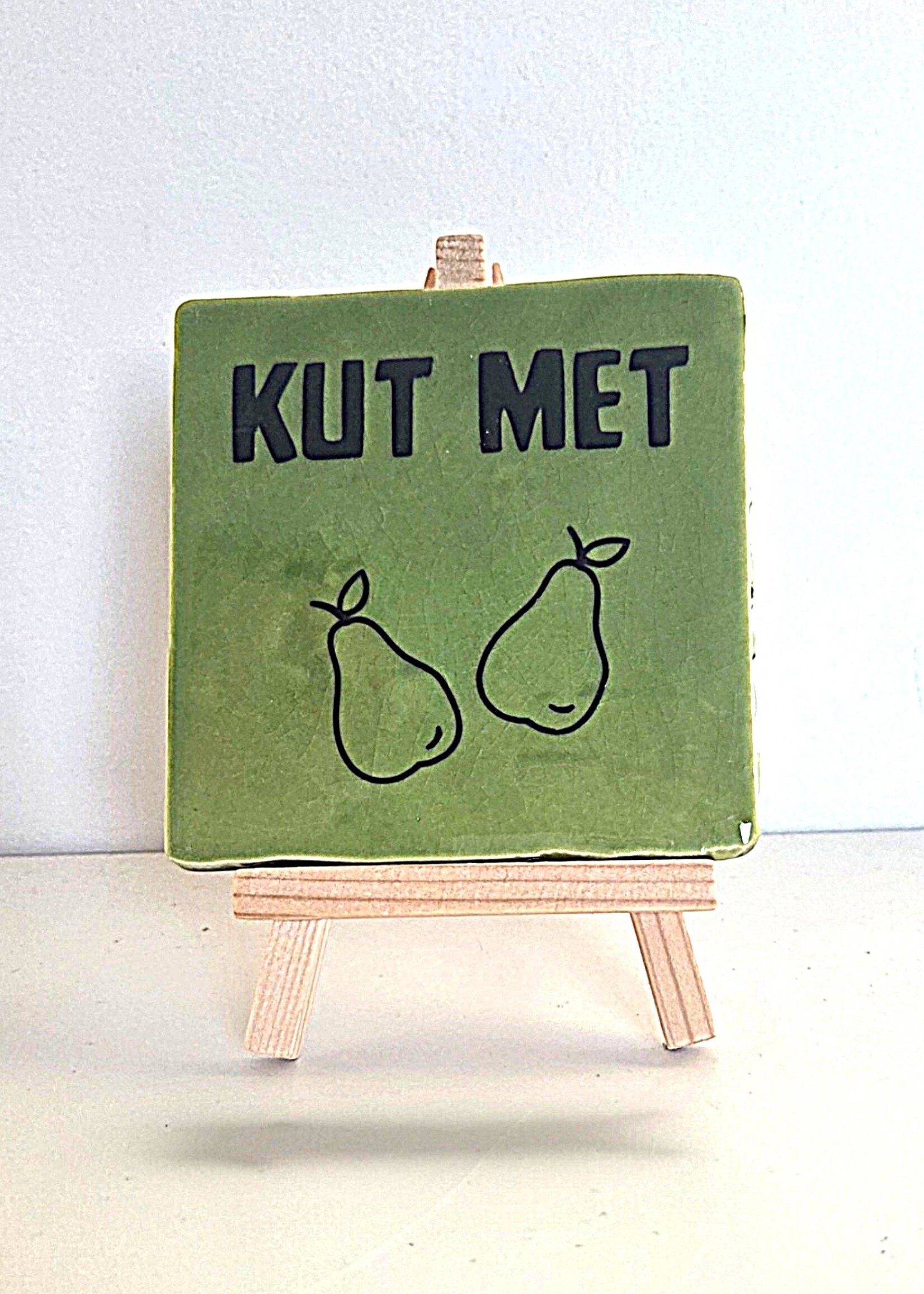 Tegel Quotes Tegel "Kut met peren" – handgemaakt 10x10 cm