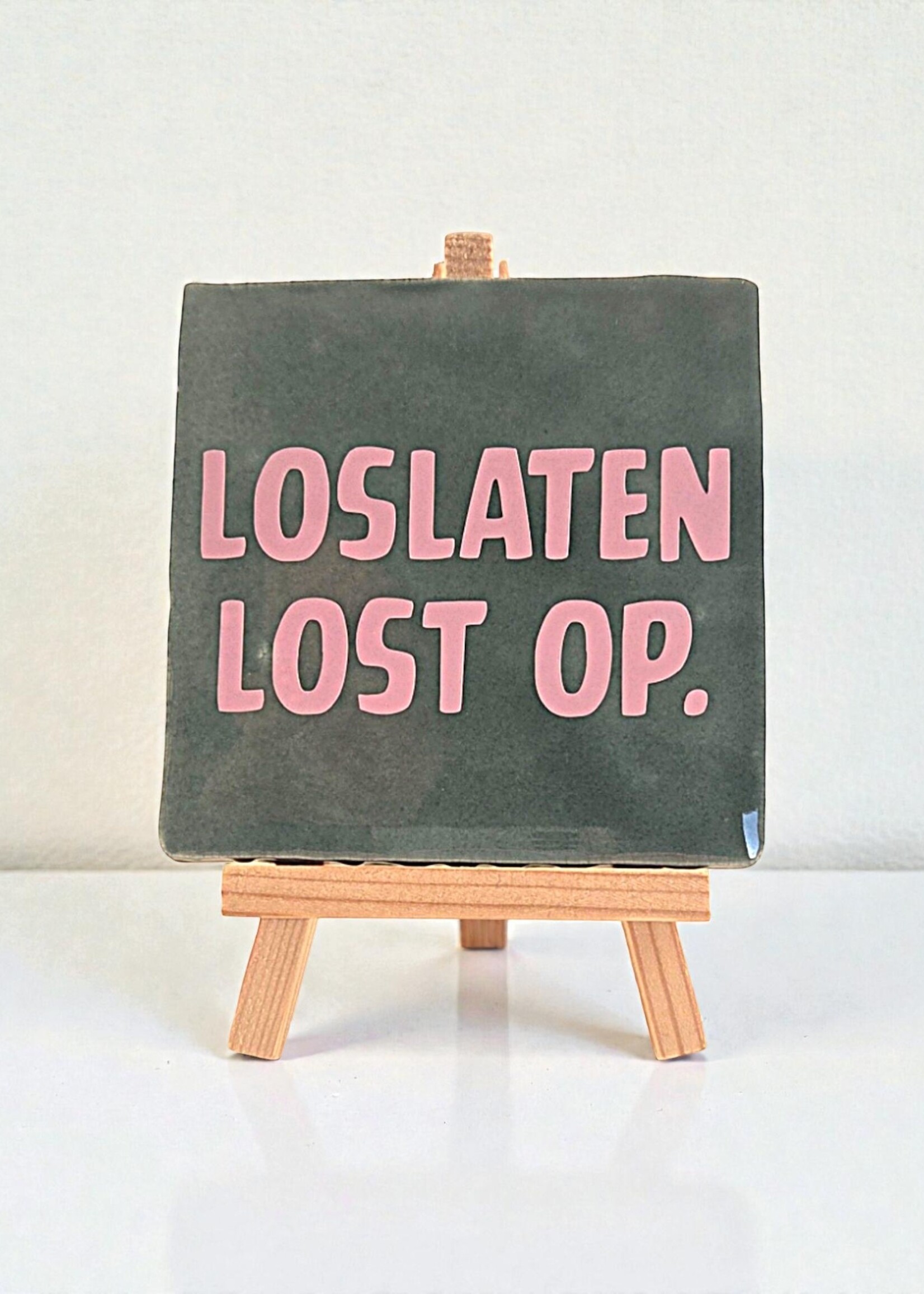 Tegel Quotes Tegel "loslaten lost op" – handgemaakt 10x10 cm