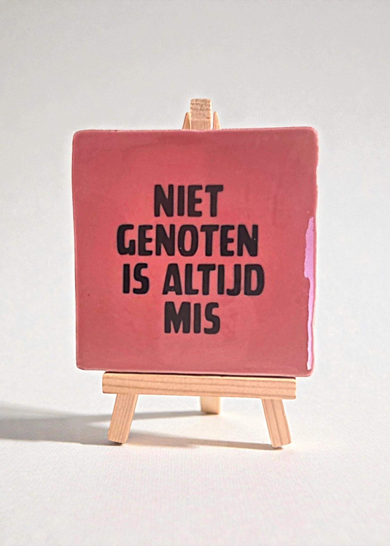 Tegel Quotes Tegel "niet genoten is altijd mis" – handgemaakt 10x10 cm