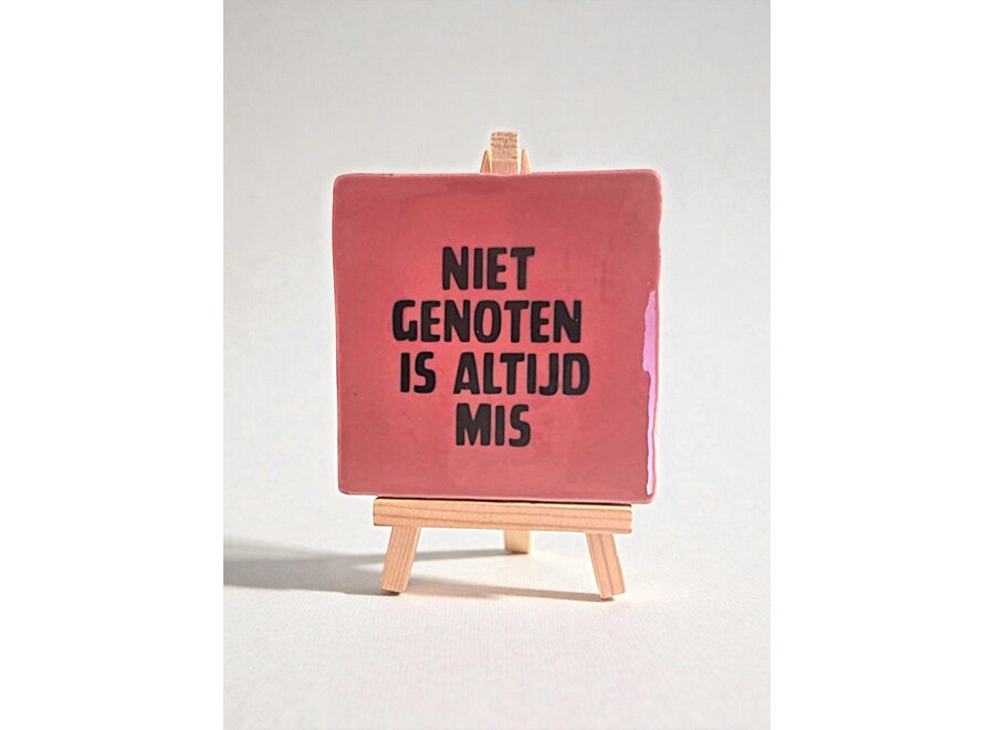 Tegel "niet genoten is altijd mis" – handgemaakt 10x10 cm