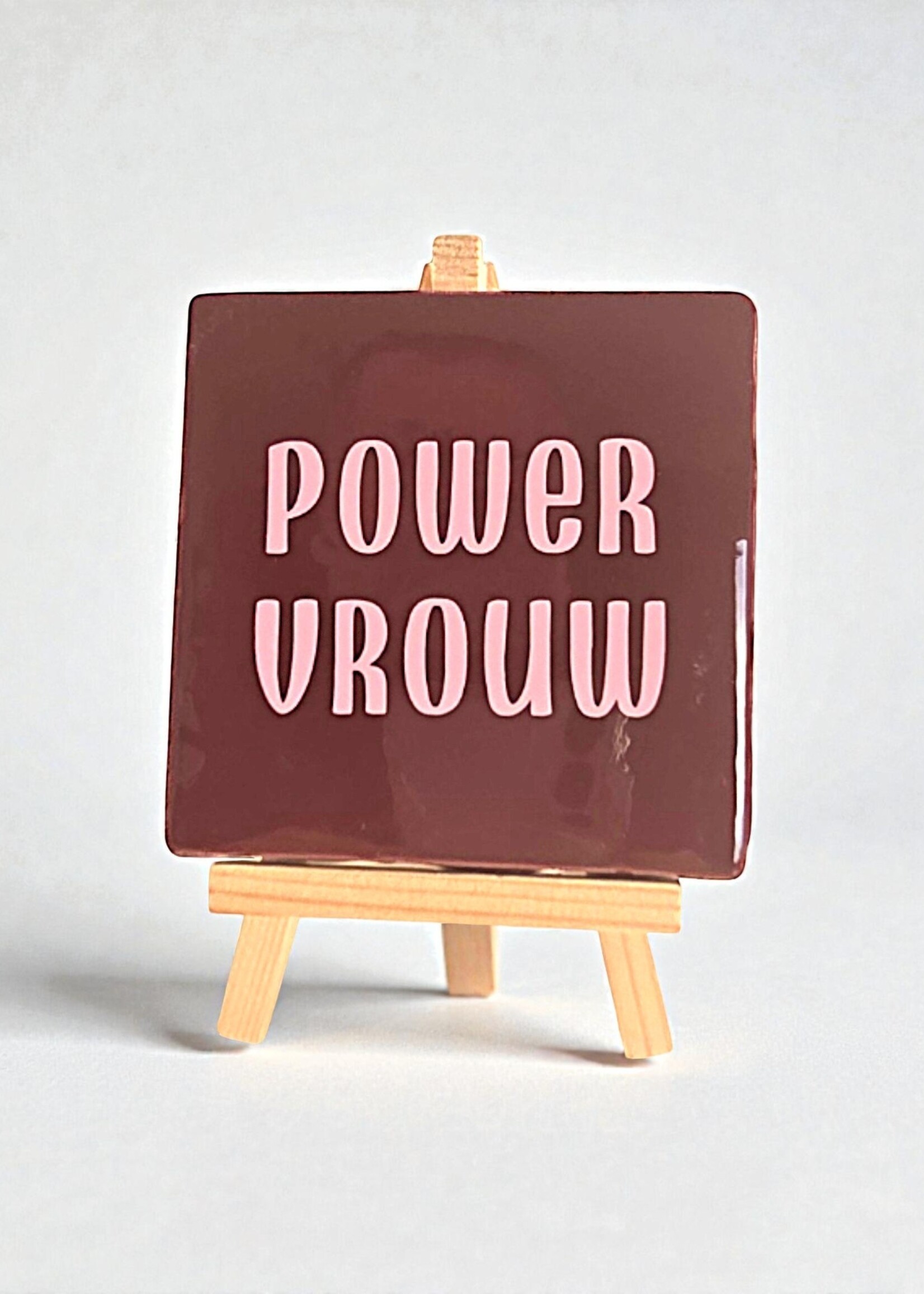 Tegel Quotes Tegel "power vrouw" – handgemaakt 10x10 cm