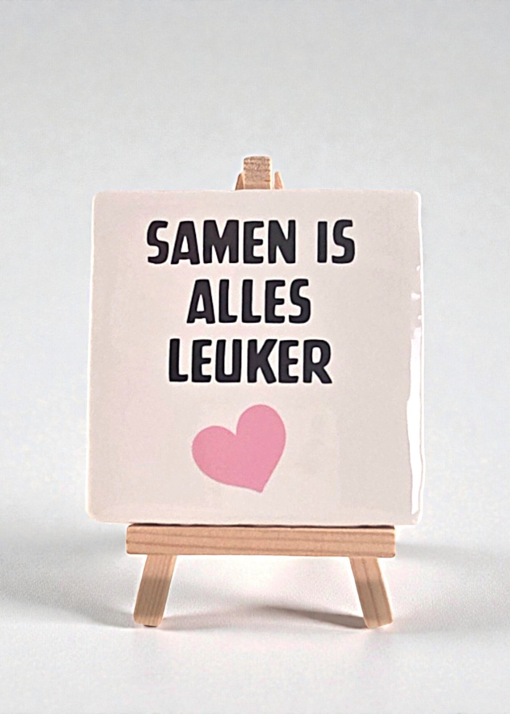 Tegel Quotes Tegel "samen is alles leuker" – handgemaakt 10x10 cm