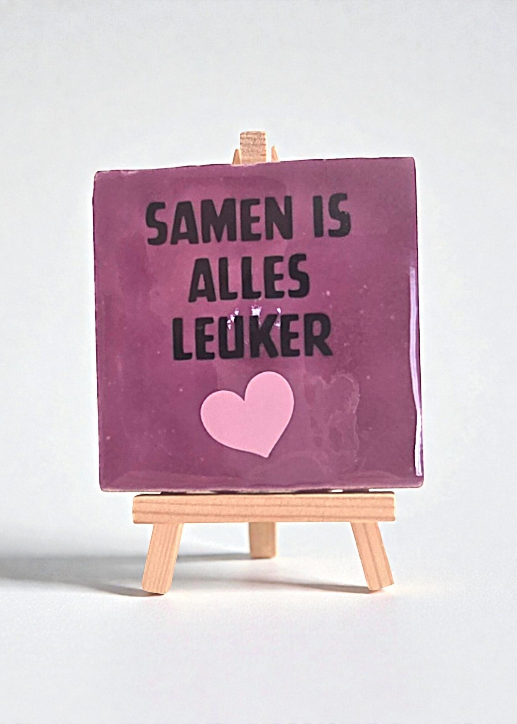 Tegel Quotes Tegel "samen is alles leuker" – handgemaakt 10x10 cm