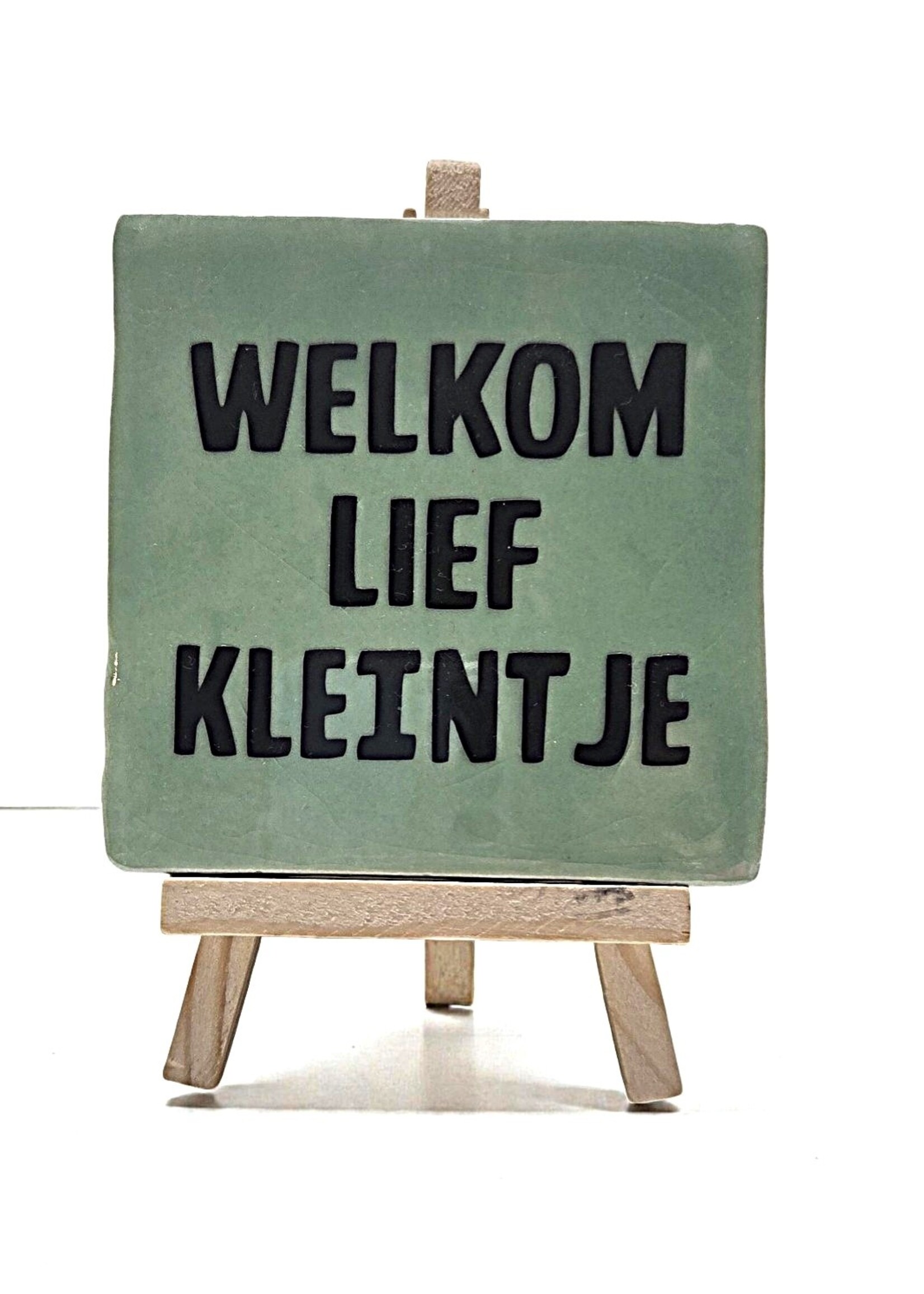 Tegel Quotes Tegel "welkom lief kleintje" – handgemaakt 10x10 cm