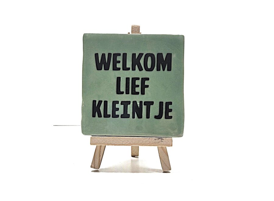 Tegel "welkom lief kleintje" – handgemaakt 10x10 cm