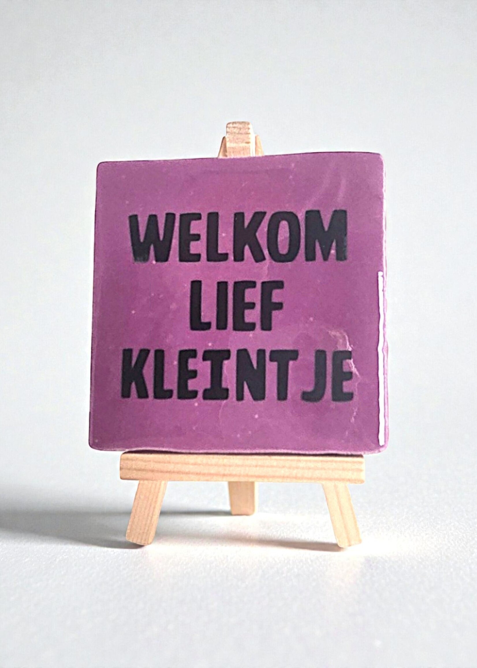 Tegel Quotes Tegel "welkom lief kleintje" – handgemaakt 10x10 cm