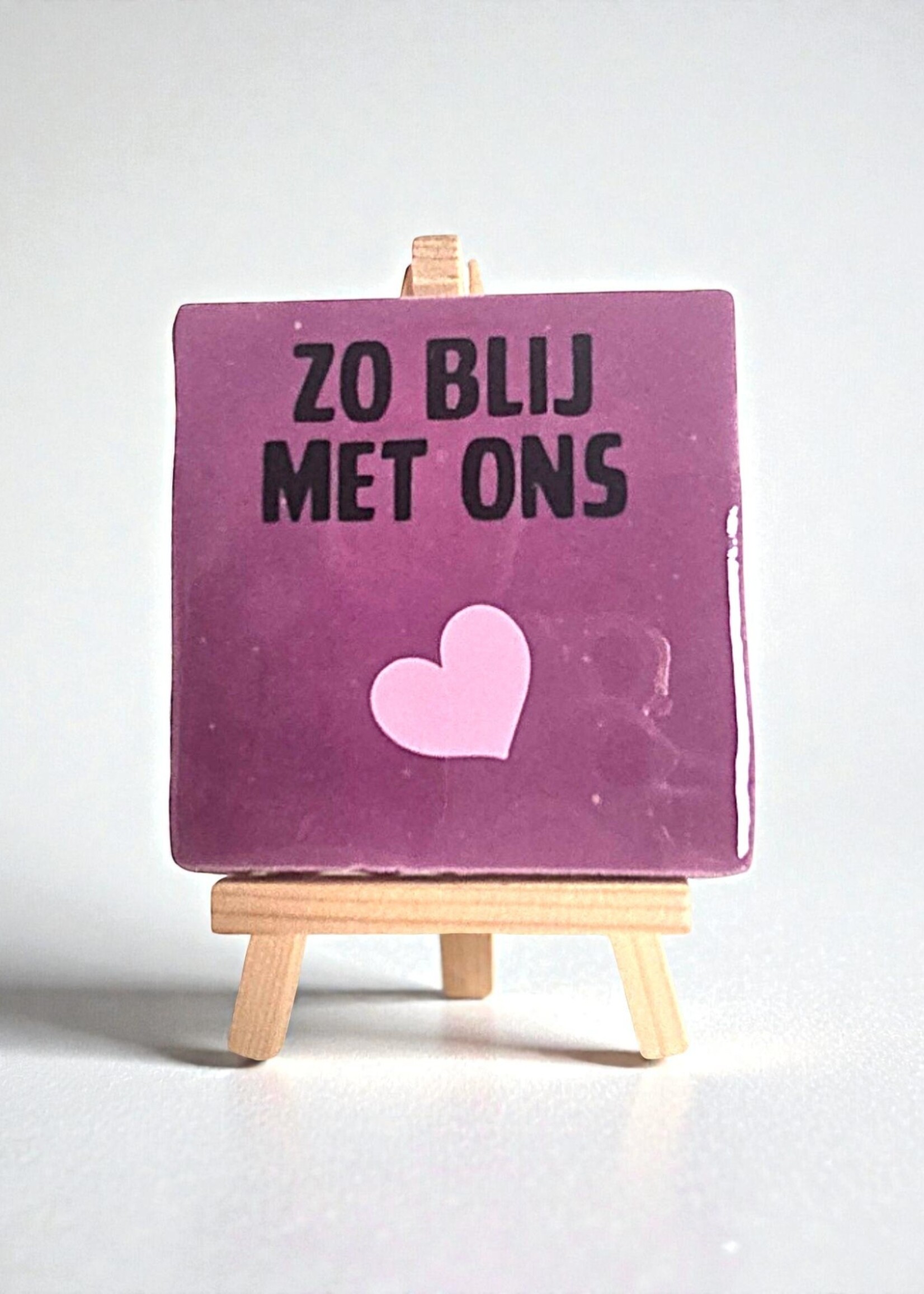 Tegel Quotes Tegel "zo blij met ons" – handgemaakt 10x10 cm