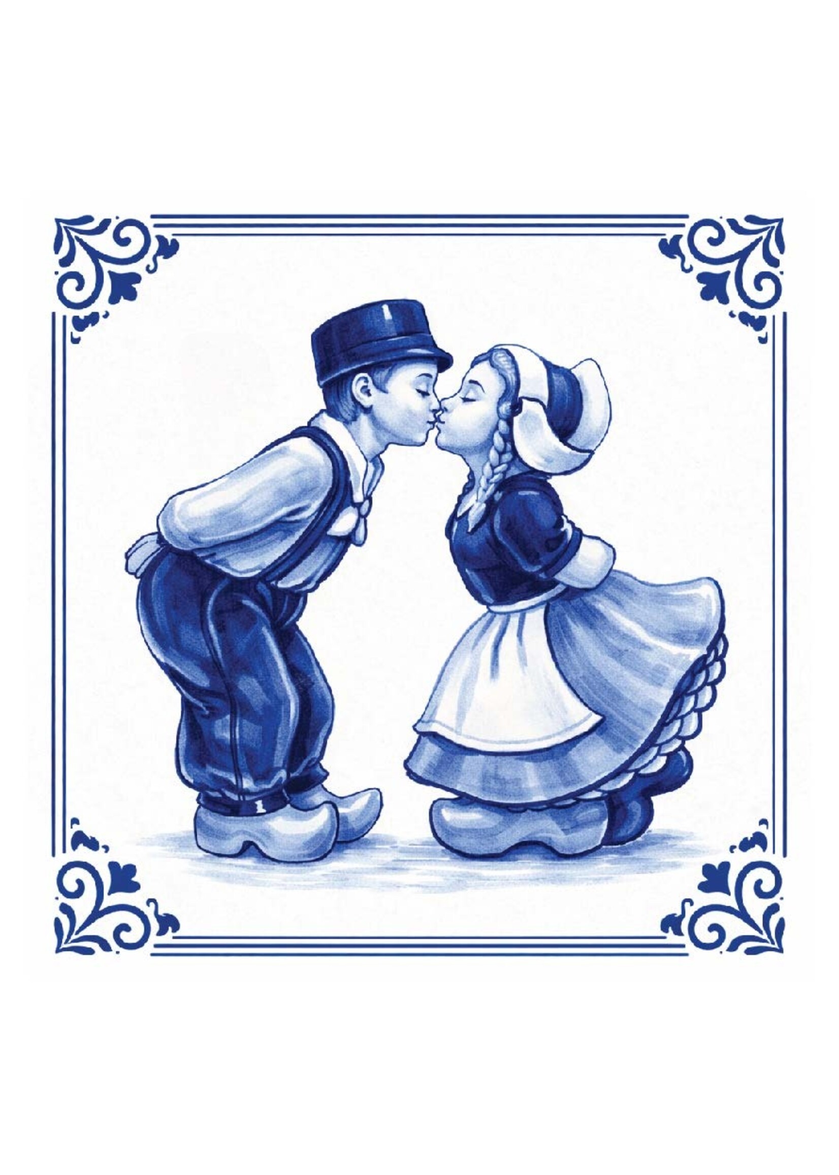 Tegel Quotes Tegel Kussend Stel – unieke keramische tegel met karakter