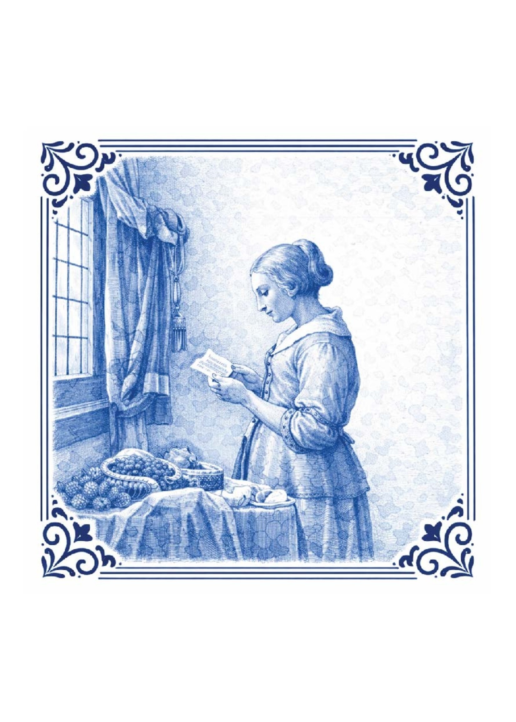 Tegel Quotes Tegel Meisje met de brief – unieke keramische tegel met karakter