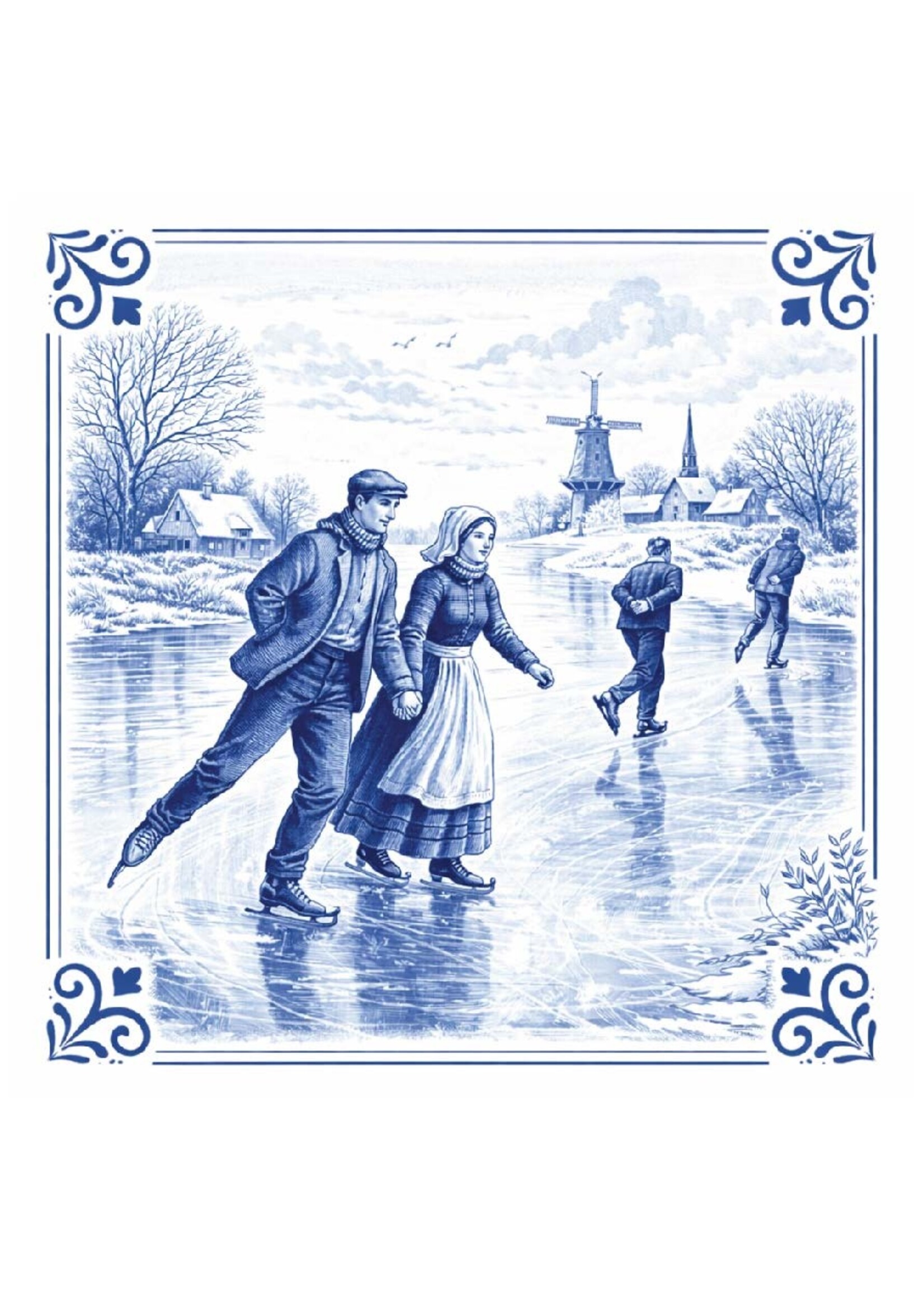 Tegel Quotes Tegel Schaatsen op het meer – unieke keramische tegel met karakter