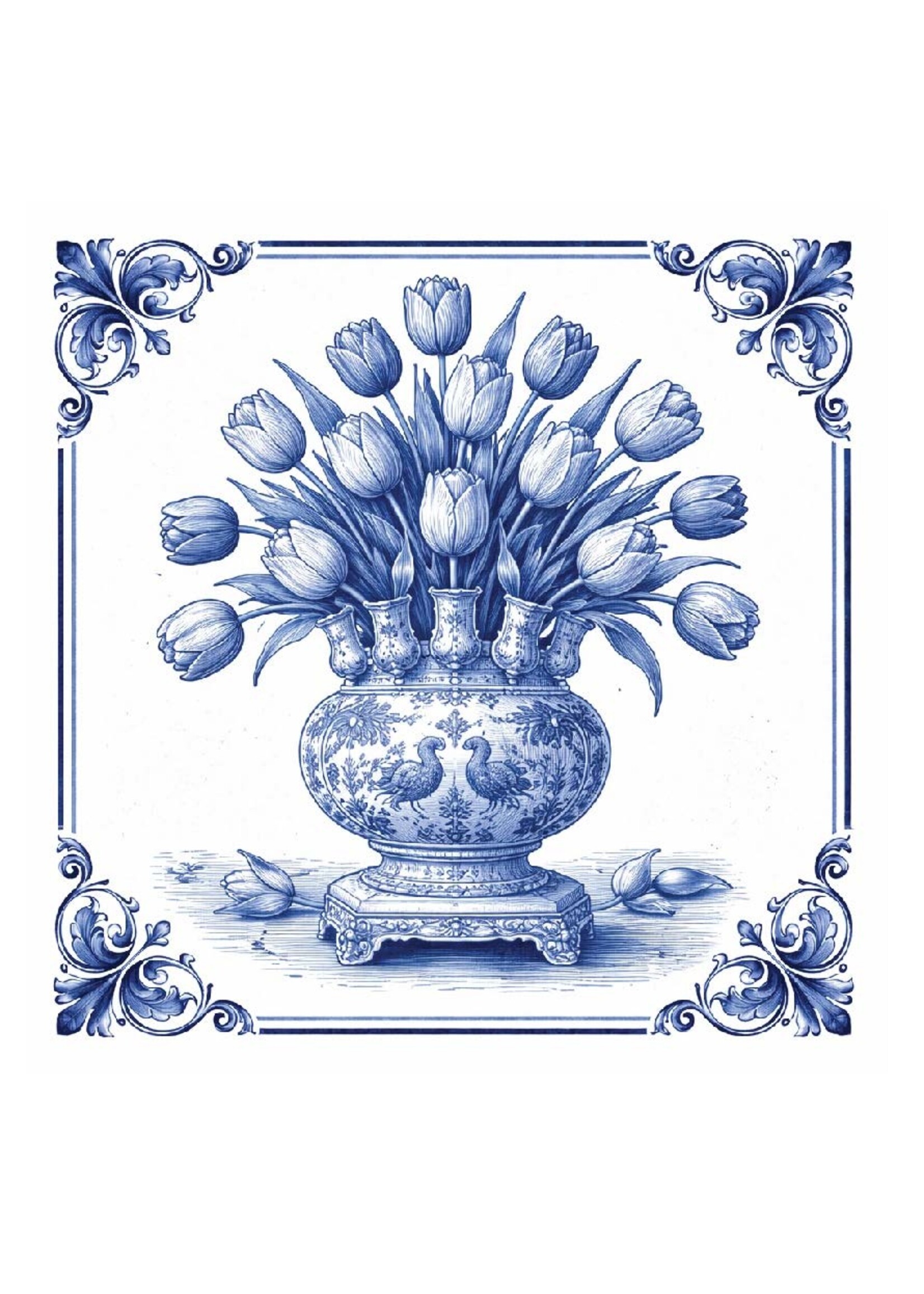 Tegel Quotes Tegeltje Tulpen in een vaas – unieke keramische tegel met karakter