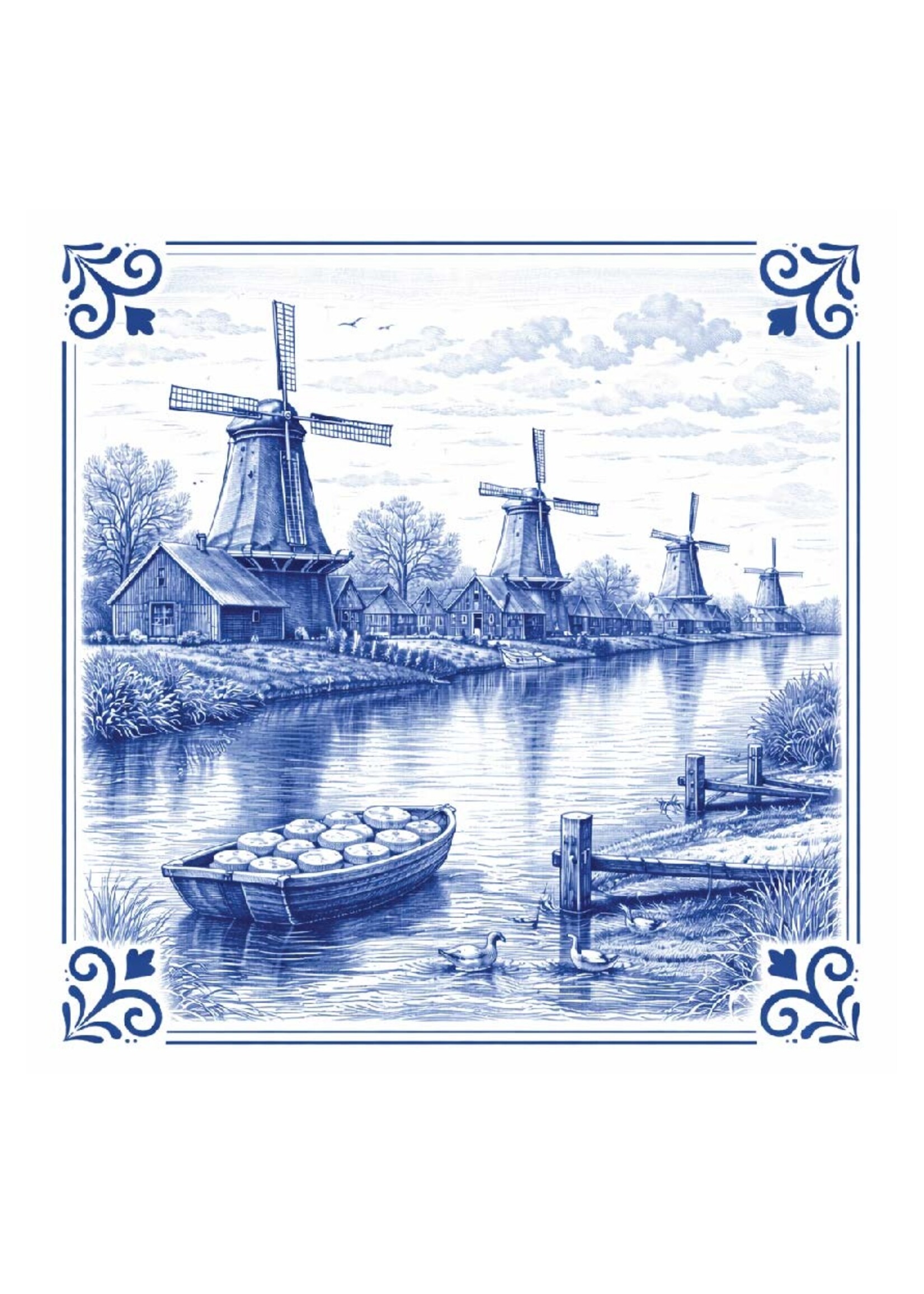 Tegel Quotes Tegeltje Bootje in het kanaal – unieke keramische tegel met karakter