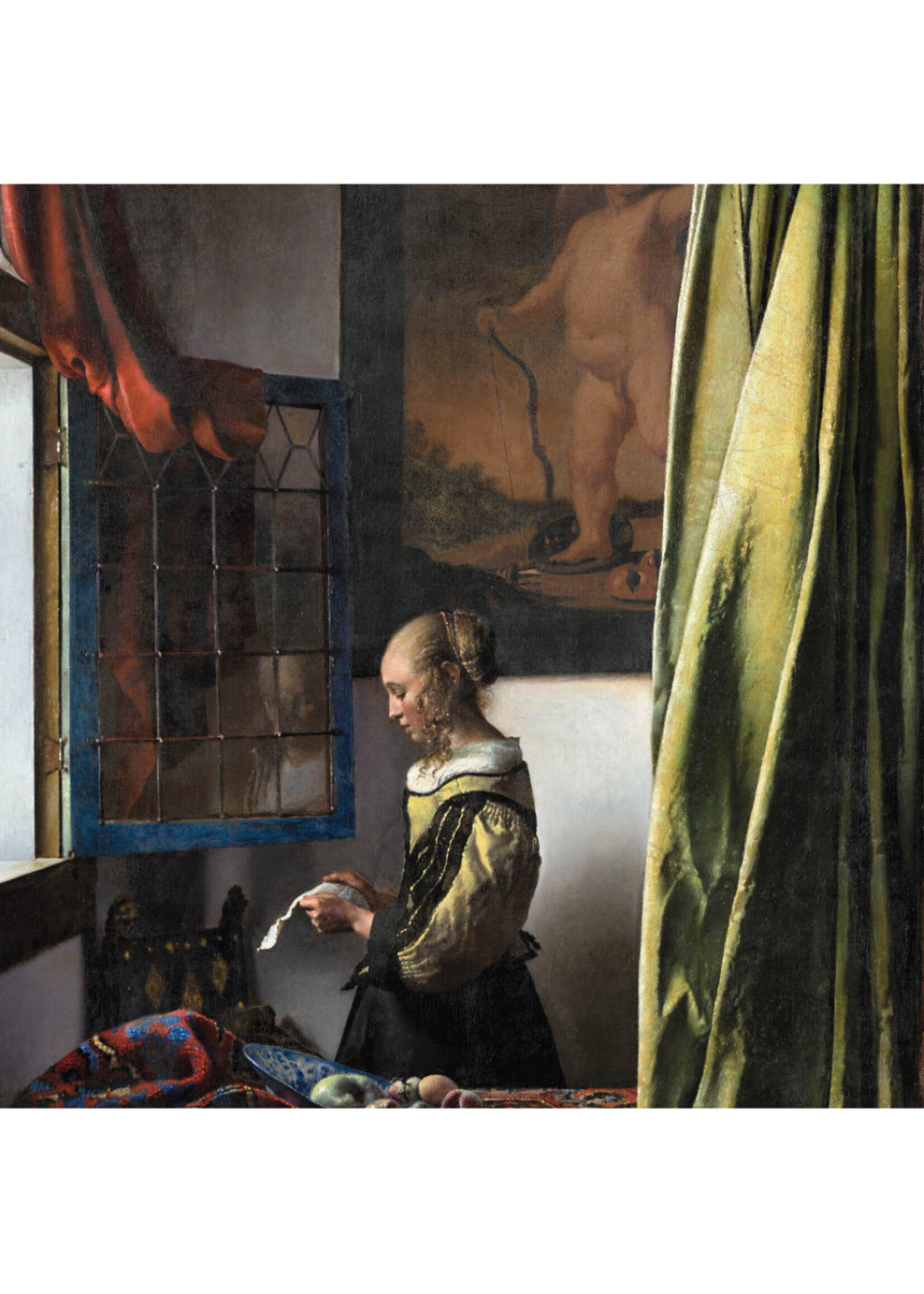 Tegel Quotes Tegel Brieflezend meisje bij het venster – unieke keramische tegel met karakter