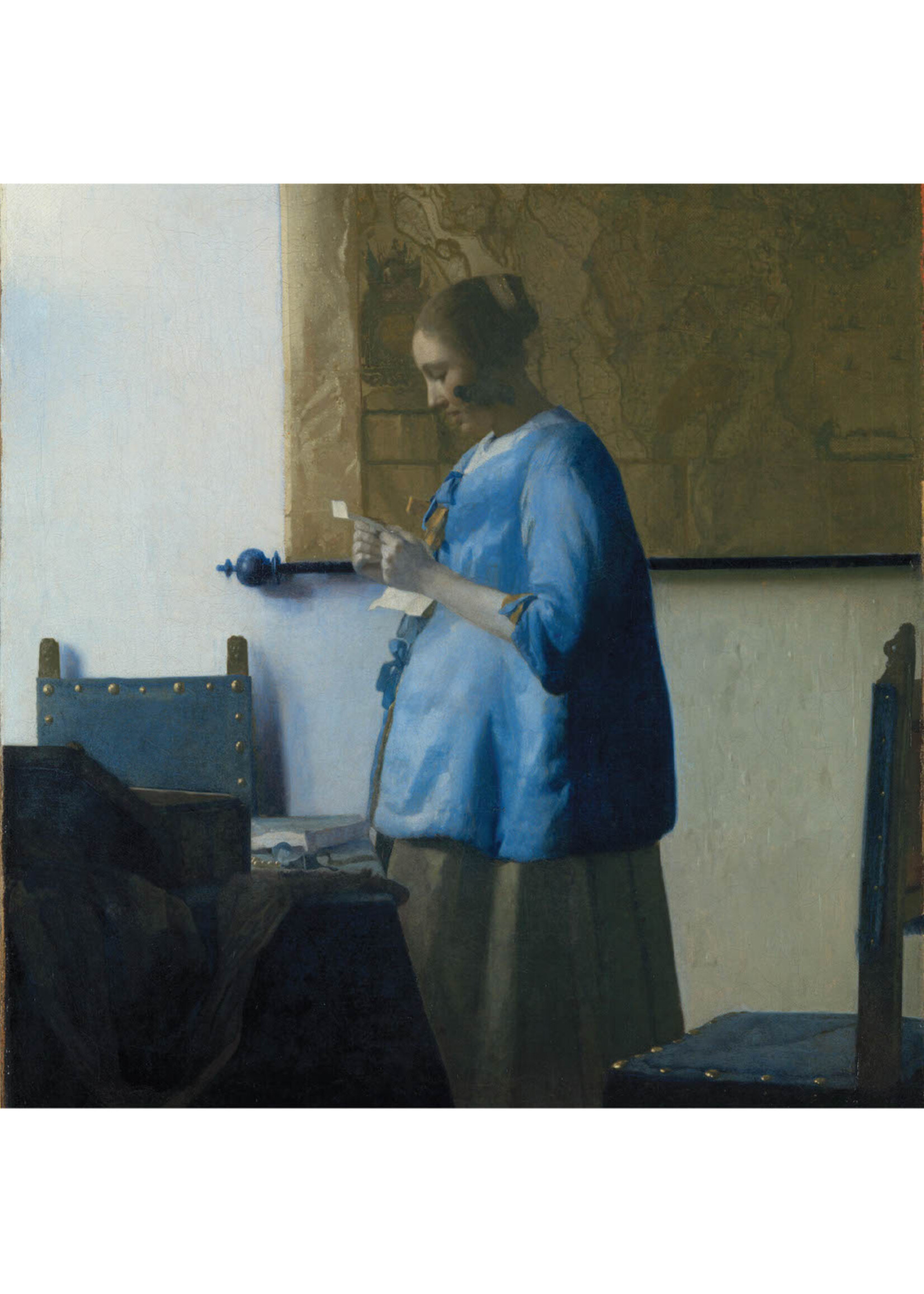 Tegel Quotes Tegel Brieflezende vrouw in het blauw – unieke keramische tegel met karakter