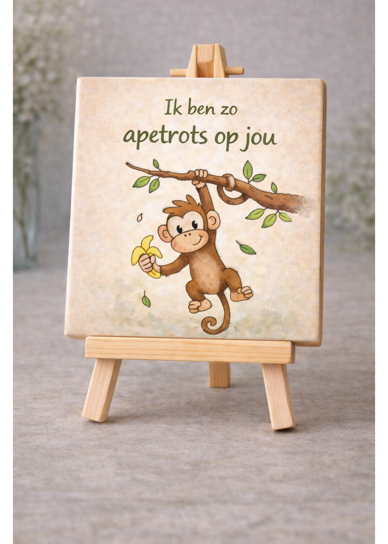 Tegel Quotes Tegel met aapje – schattige dieren tegel met illustratie