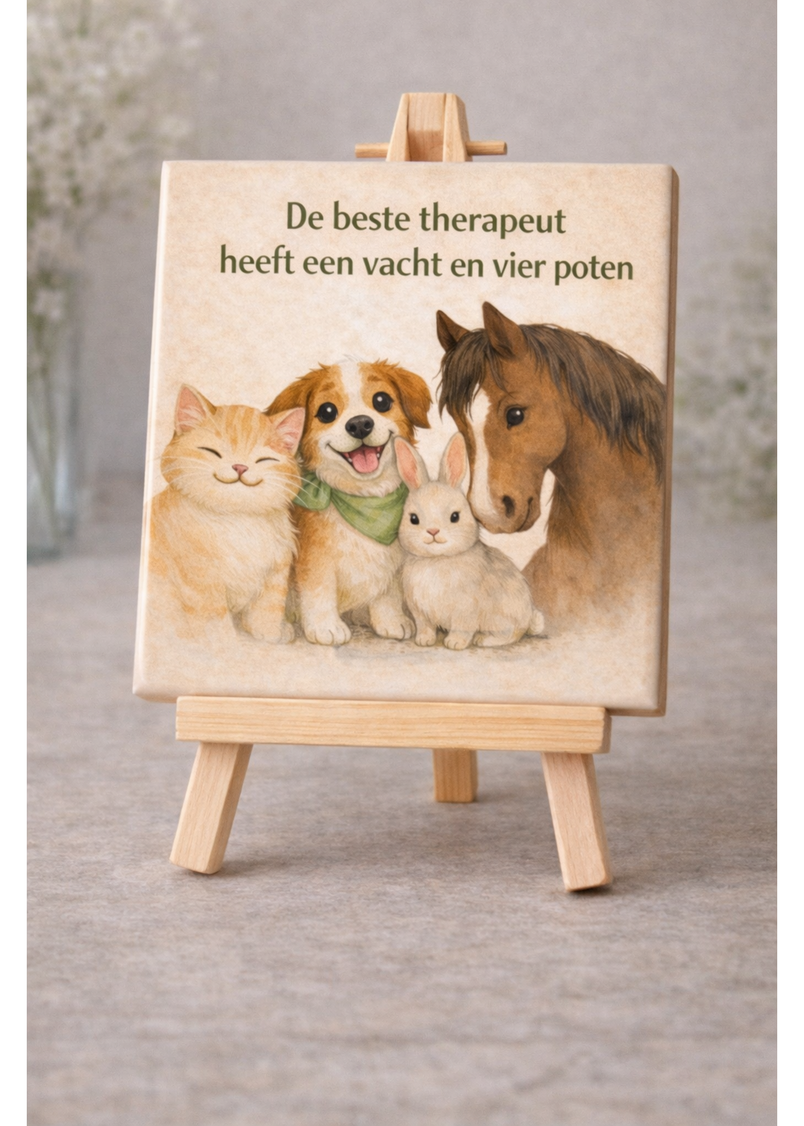 Tegel Quotes Tegel met gezellige dieren – vrolijke illustratie tegel