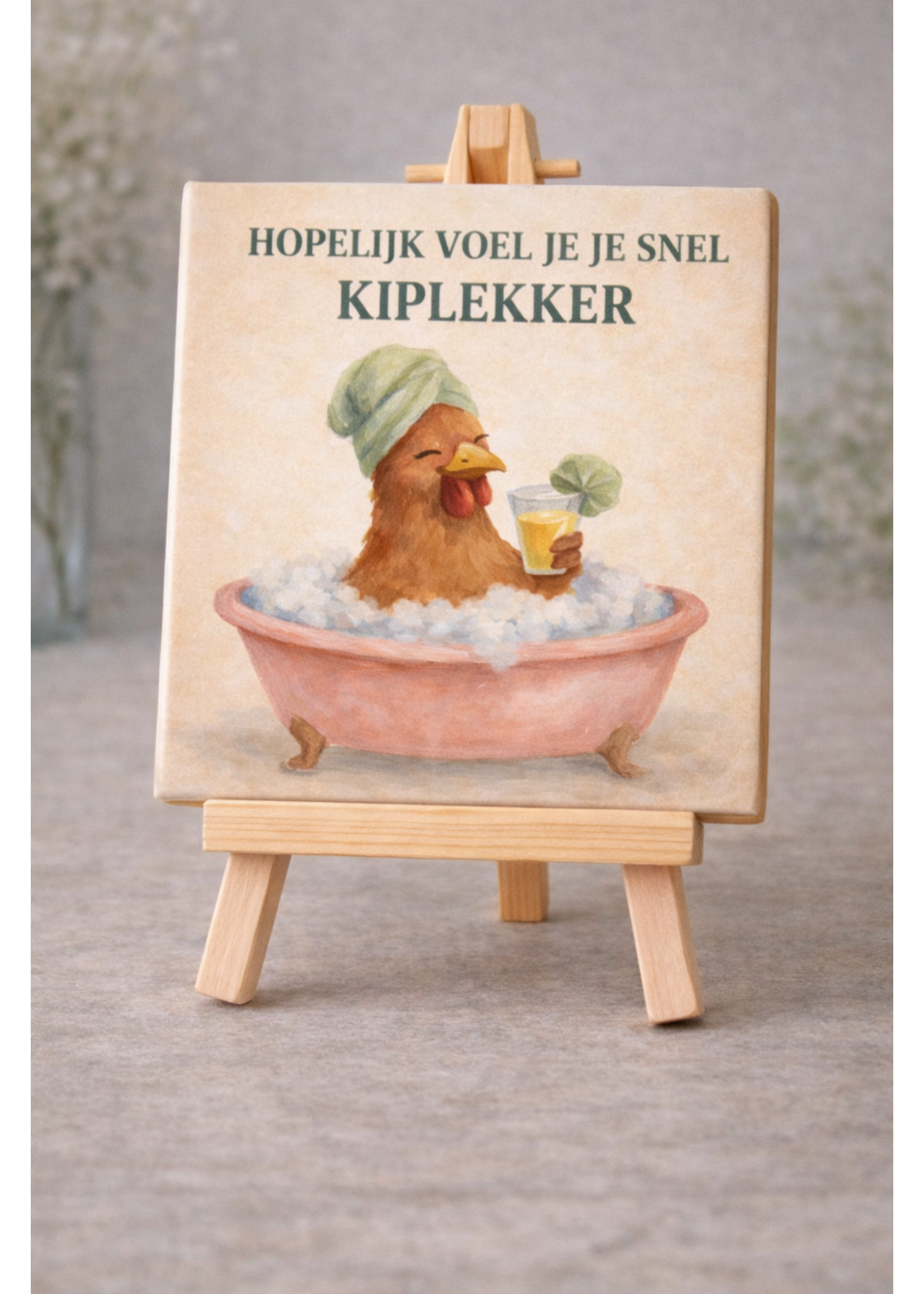 Tegel Quotes Tegel met kip – landelijke dieren tegel met illustratie