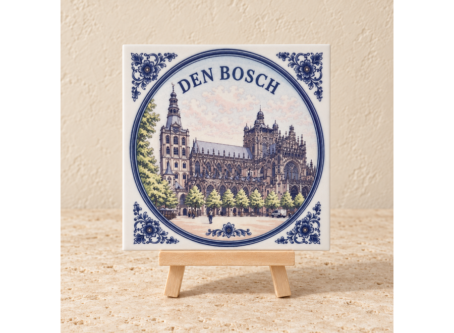 Den Bosch op een tegel | Delfts blauw stadstegeltje