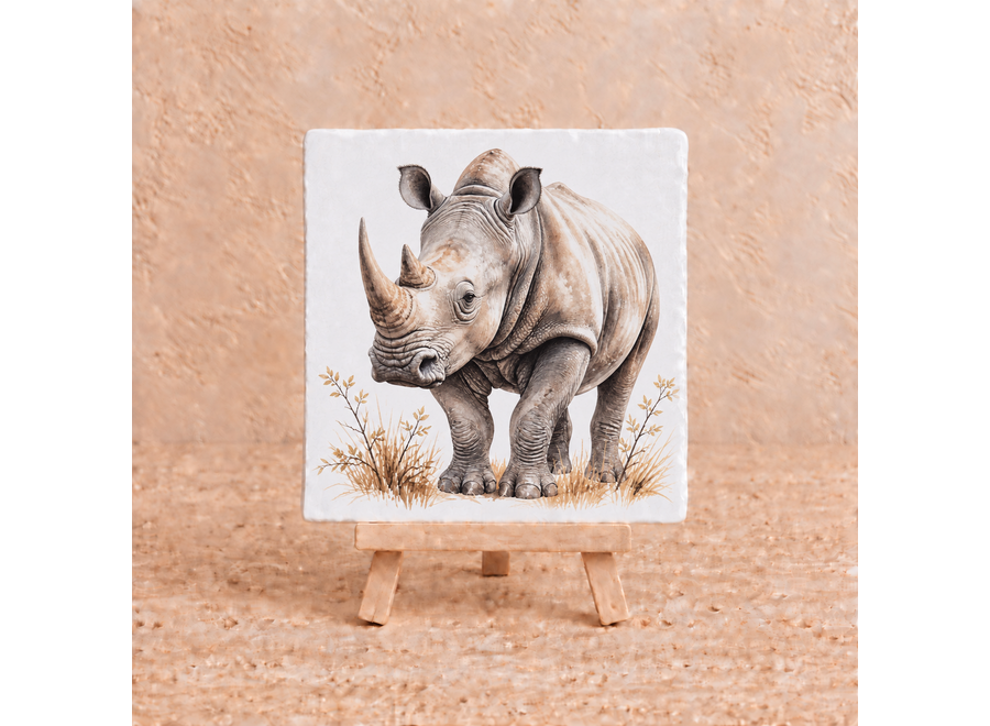 Neushoorn op een tegel | Stoer wild dier & safari tegeltje