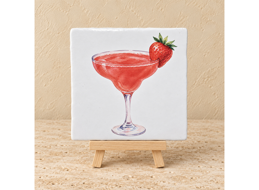 Strawberry Daiquiri op een tegel | Cocktail tegeltje