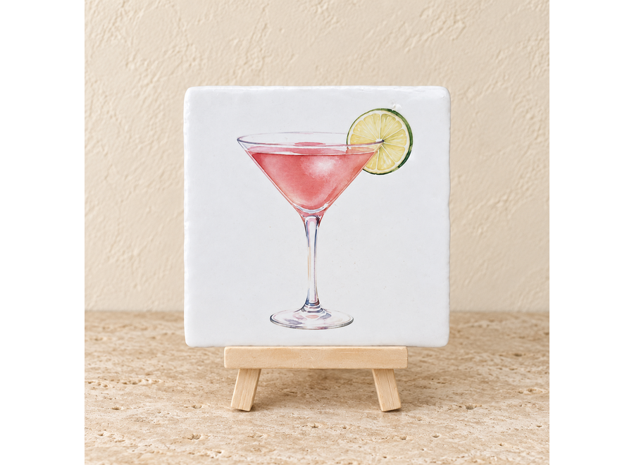 Cosmopolitan op een tegel | Roze cocktail tegeltje