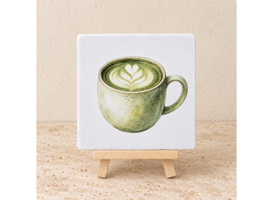 Matcha Latte op een tegel | Trendy koffie & matcha tegeltje