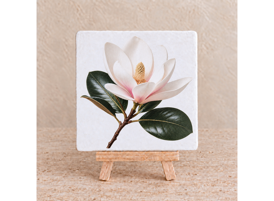 Magnolia op een tegel | Elegant & romantisch bloementegeltje