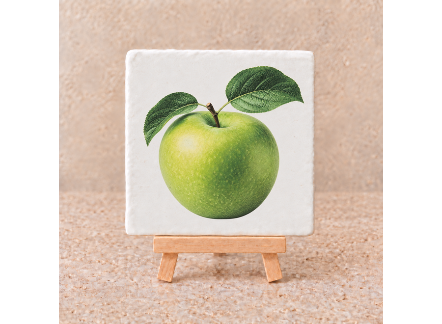 Groene appel op een tegel | Fris fruittegeltje