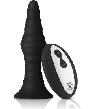 Forto FORTO VIBRATING RIBBED PLUG WITH REMOTE CONTROL SMALL BLACK