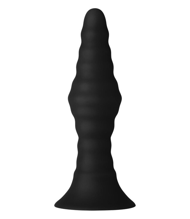 Forto FORTO VIBRATING RIBBED PLUG WITH REMOTE CONTROL SMALL BLACK