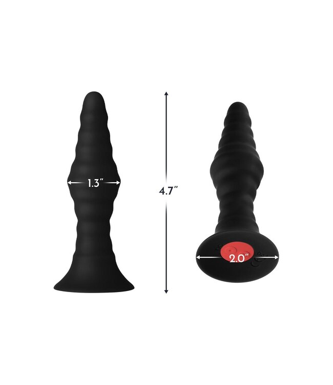 Forto FORTO VIBRATING RIBBED PLUG WITH REMOTE CONTROL SMALL BLACK