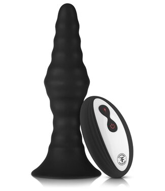 Forto FORTO VIBRATING RIBBED PLUG WITH REMOTE CONTROL LARGE BLACK