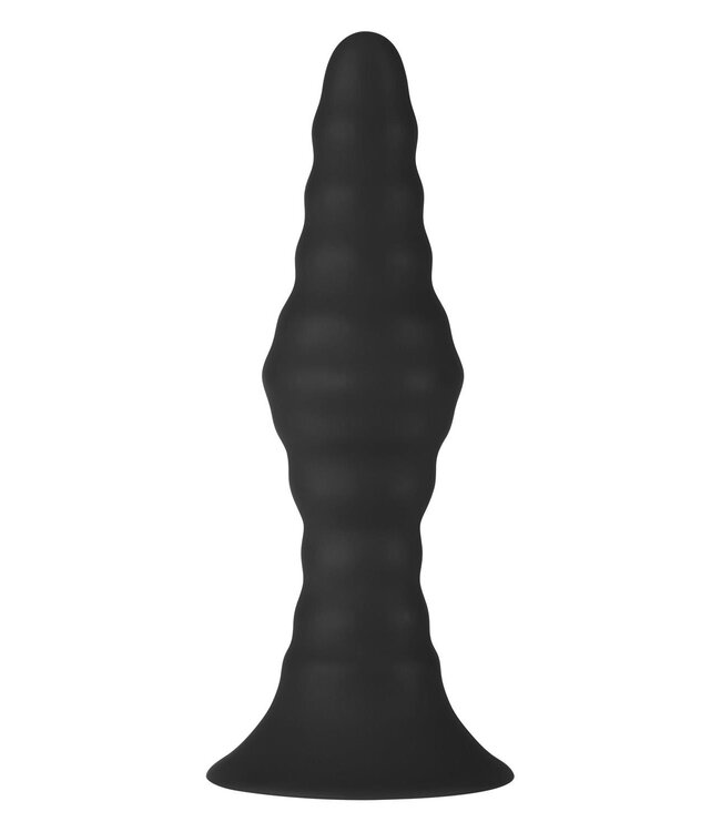 Forto FORTO VIBRATING RIBBED PLUG WITH REMOTE CONTROL LARGE BLACK