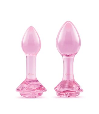 b-Vibe B-VIBE PINK ROSES GLASS BUTT PLUG TRAINING SET