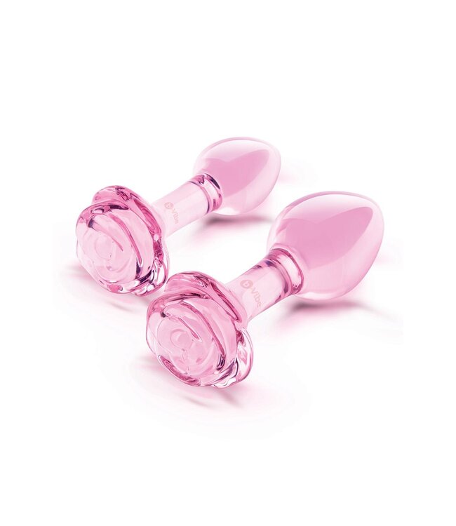 b-Vibe B-VIBE PINK ROSES GLASS BUTT PLUG TRAINING SET