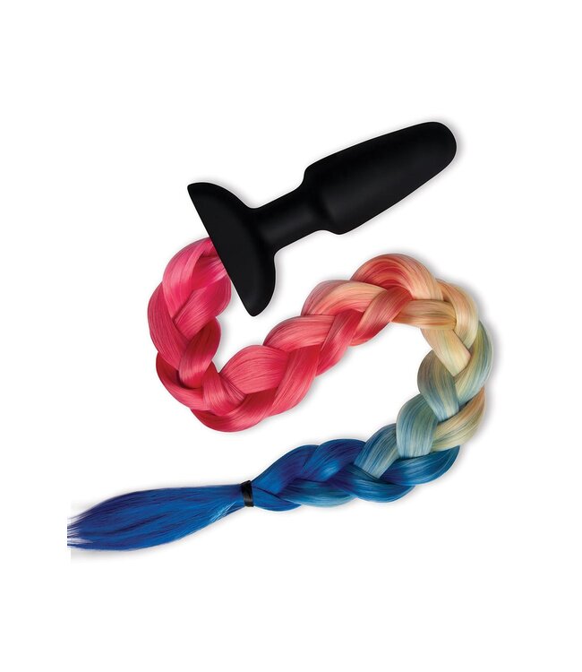 Whipsmart WHIPSMART 4.9 INCH SILICONE PLUG WITH PLAY TAILS RAINBOW TAIL