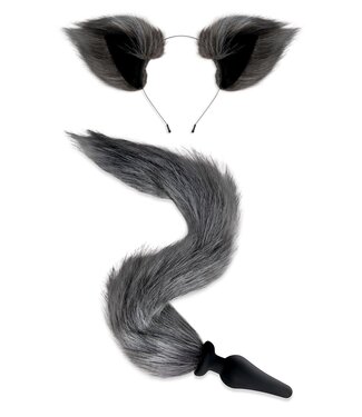 Whipsmart WHIPSMART 4.5 INCH SILICONE PLUG WITH GREY INDIGO FOX TAIL SET