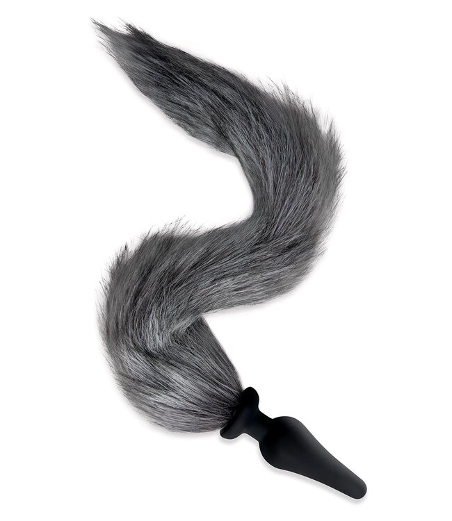 Whipsmart WHIPSMART 4.5 INCH SILICONE PLUG WITH GREY INDIGO FOX TAIL SET