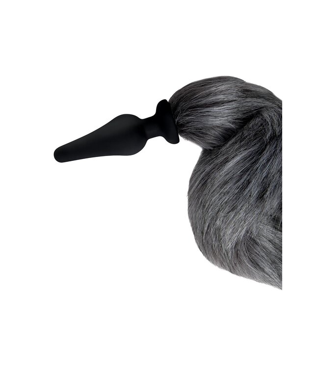 Whipsmart WHIPSMART 4.5 INCH SILICONE PLUG WITH GREY INDIGO FOX TAIL SET