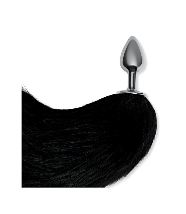 Whipsmart WHIPSMART 2,5 INCH METAL PLUG WITH 14 INCH BLACK INDIGO FOX TAIL