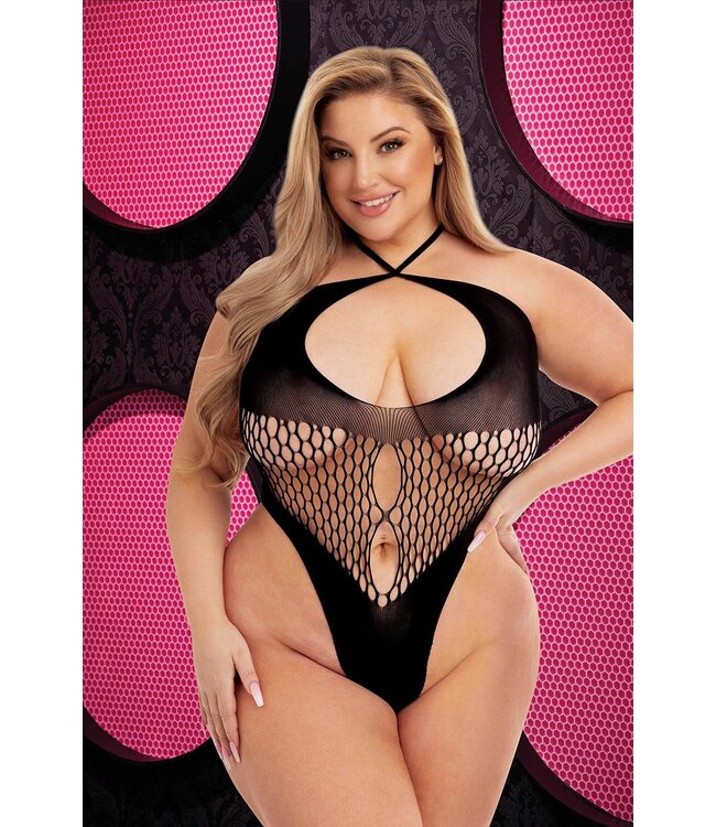 Lapdance LAPDANCE FISHNET HALTER BODYSUIT BLACK, QS