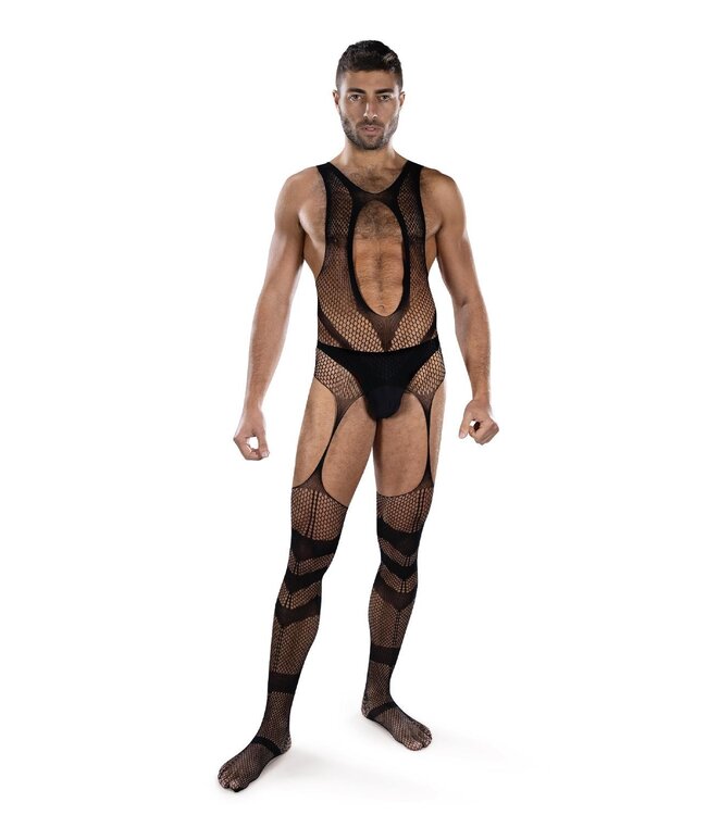 Envy Menswear ENVY WEB OF LUST FISHNET OPEN CROTCH BODYSTOCKING, OS