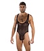 Envy Menswear ENVY FIERCE DEEP V MESH BODYSUIT BLACK, OS