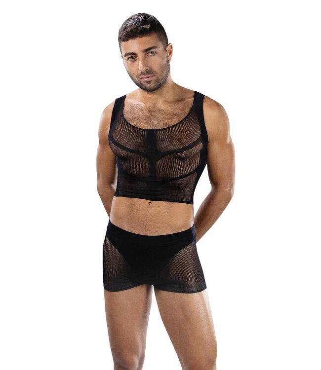 Envy Menswear ENVY FISHNET ARMOR 2 PIECE SET BLACK, OS