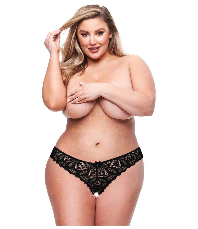 Baci Lingerie BACI CROTCHLESS STRAPPY BRAZILIAN BIKINI BLACK, 1X/2X