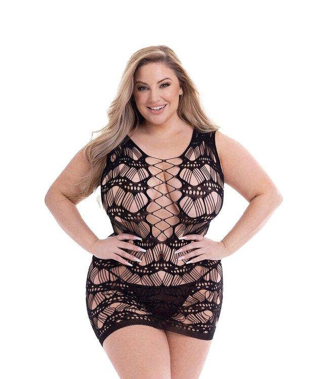 Baci Lingerie BACI CORSET FRONT LACE MINI DRESS BLACK, QS