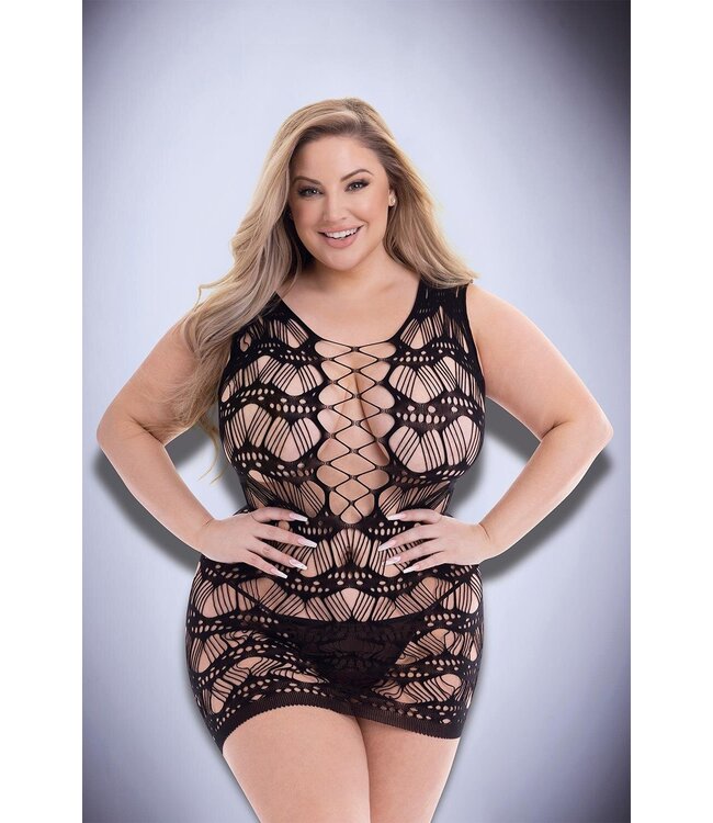 Baci Lingerie BACI CORSET FRONT LACE MINI DRESS BLACK, QS