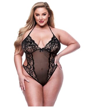Baci Lingerie BACI ECO LACE AND MESH TEDDY BLACK, QS