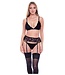Baci Lingerie BACI 3 PCS. ECO BRA, GARTER AND PANTY SET BLACK, S/M